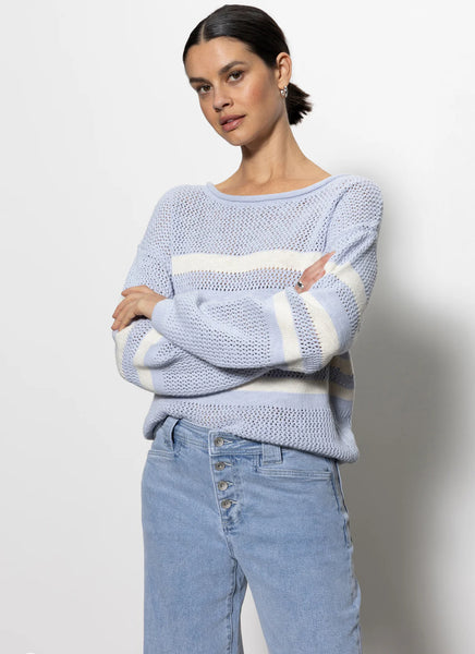 Sanctuary Sporty Stripe Open Knit Sweater