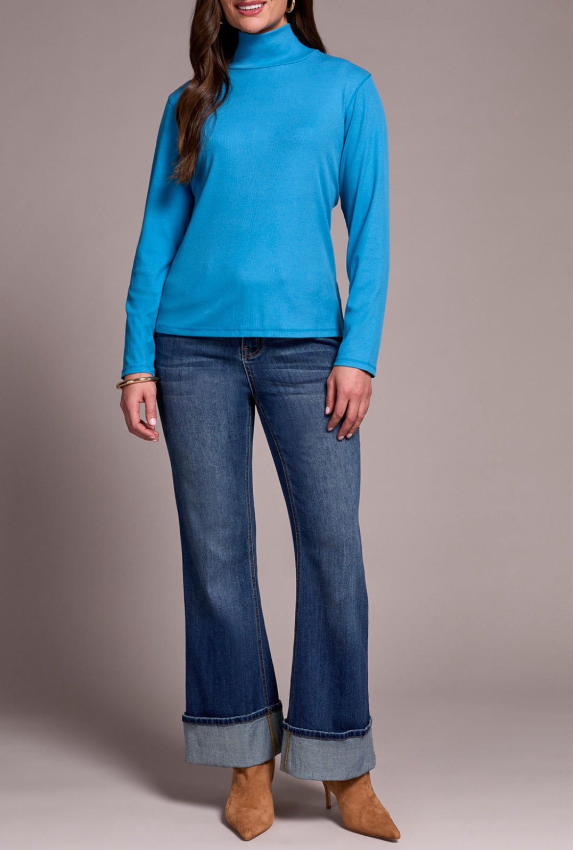 Tribal Long Sleeve Turtle Neck Top, Celestial