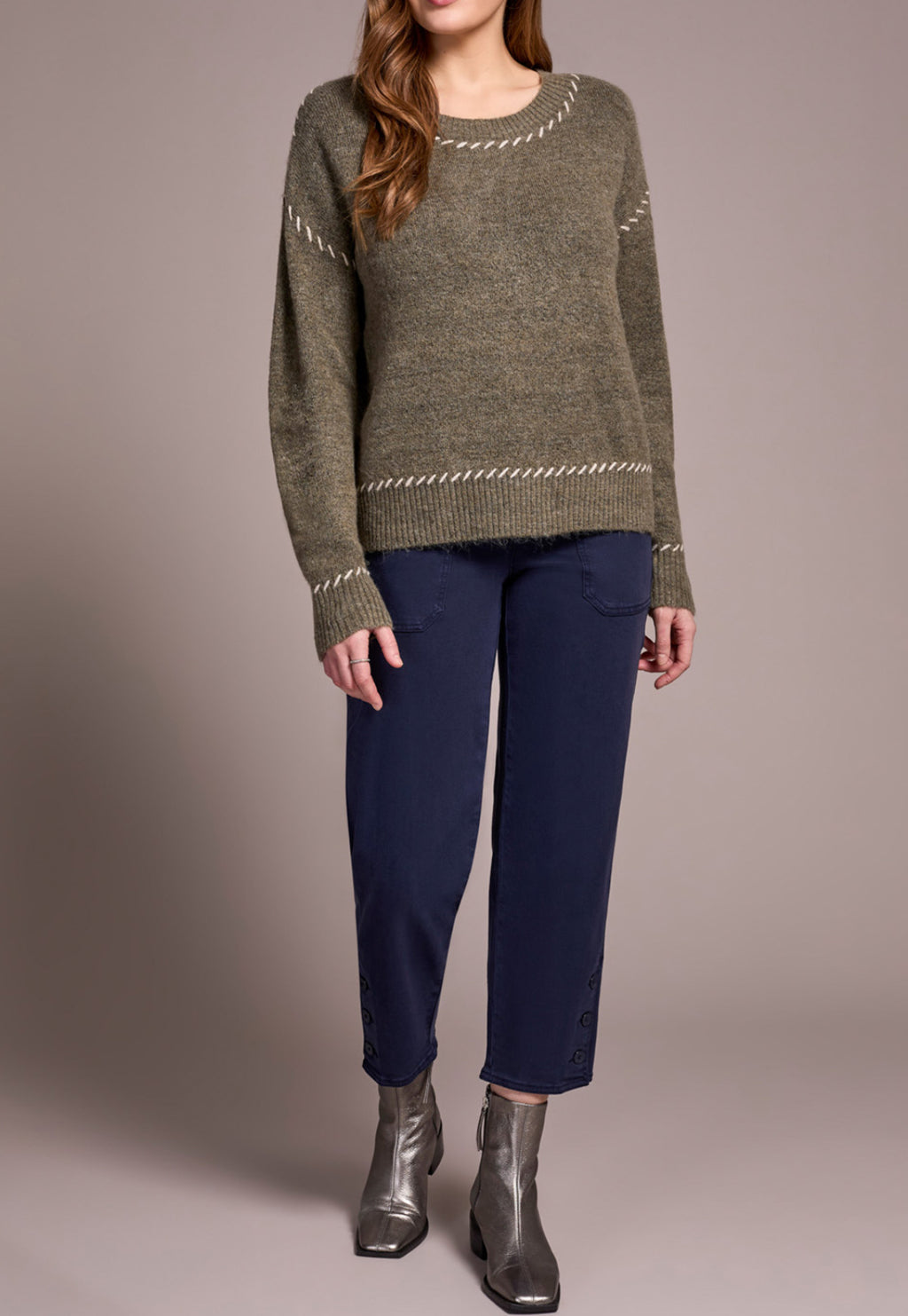 Tribal Long Sleeve Crew Neck Sweater