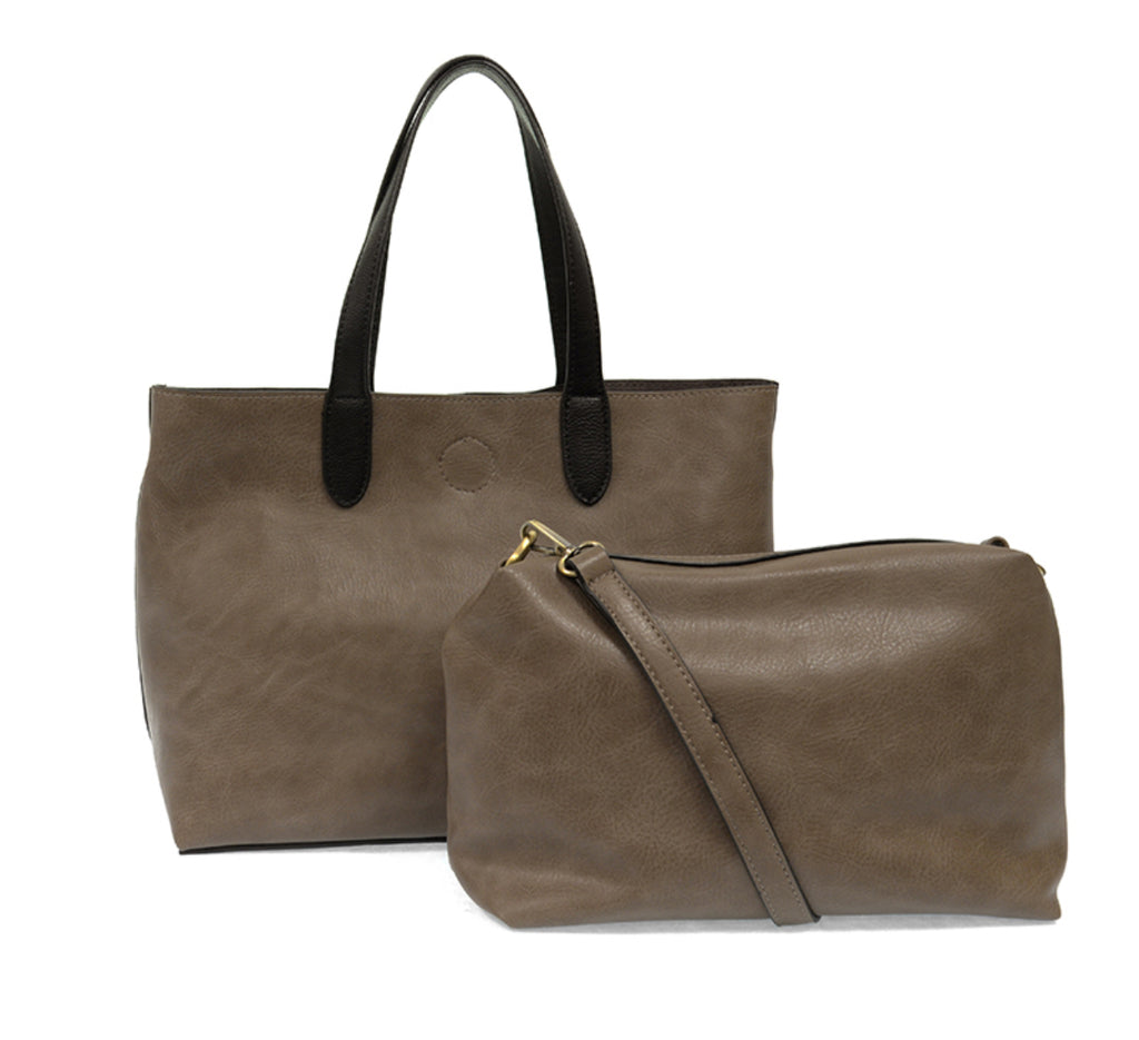 Joy Susan Mariah Medium Convertible Tote, Mushroom/Black