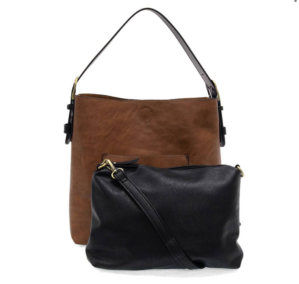 Joy Susan Classic Handbag, Pecan W/Black Handle