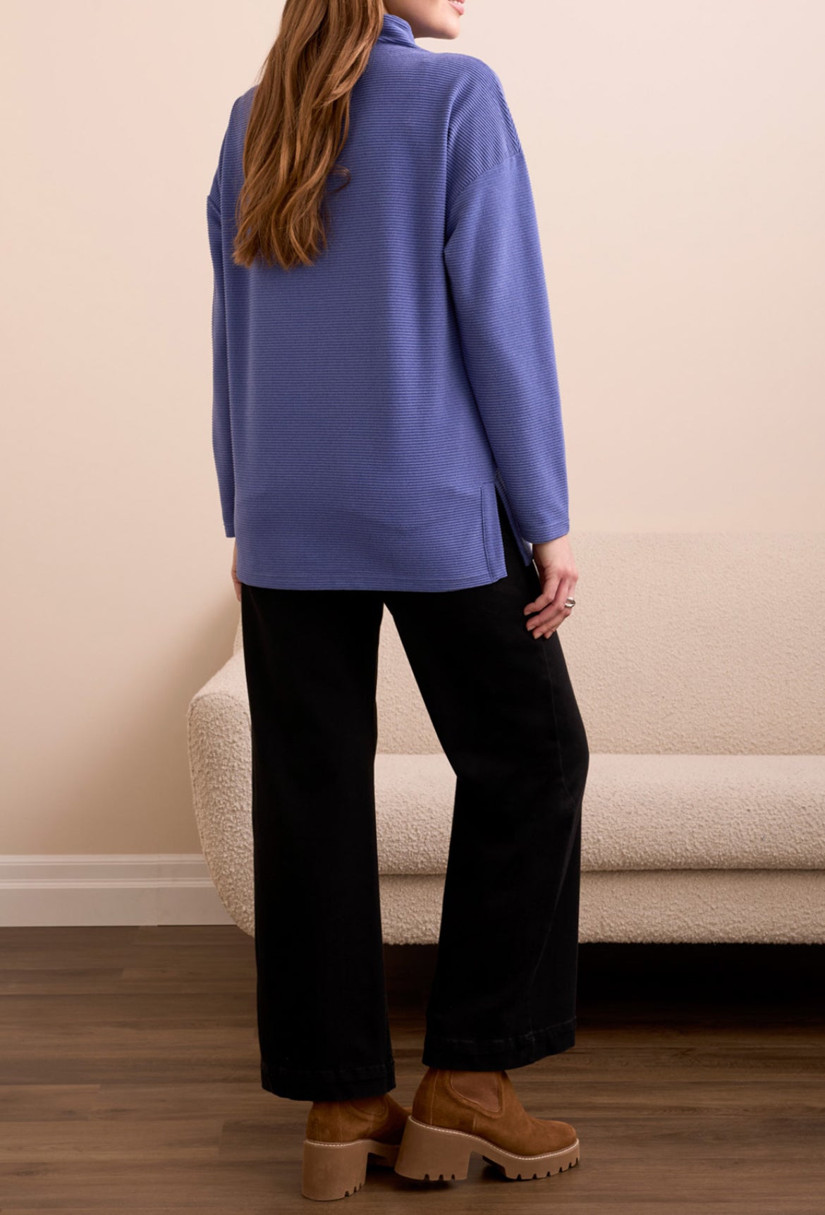 Tribal Funnel Neck Tunic W/Side Slits, H Dark