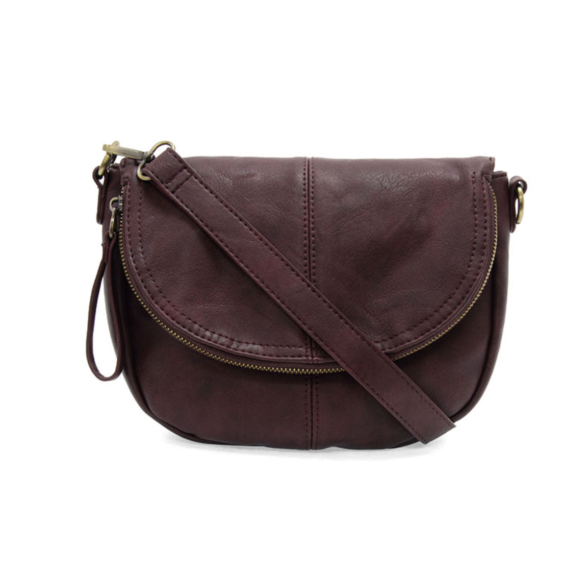 Joy Susan  Helene Small Saddle Crossbody, Aubergine