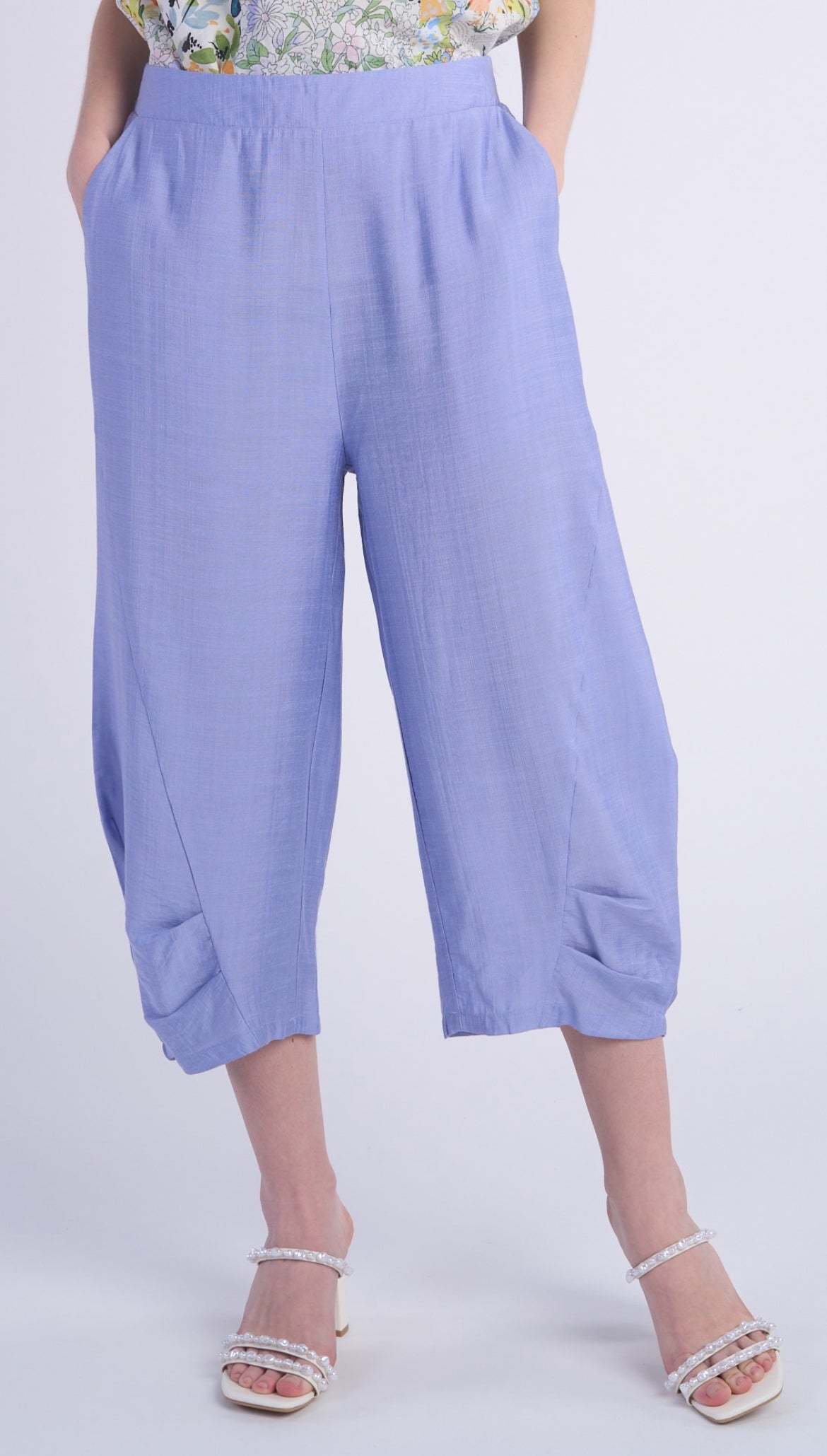 Shana Solid Capri Pants, Periwinkle