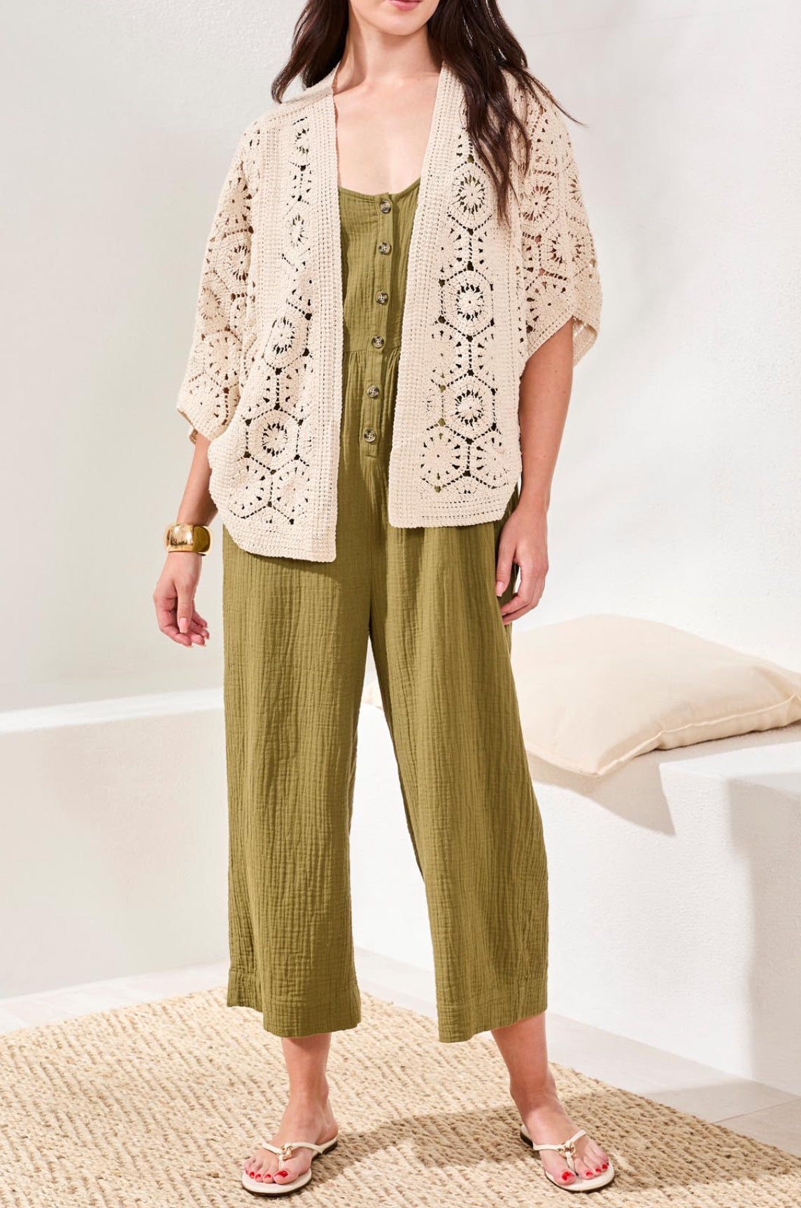 Tribal Crochet Cardigan, Natural