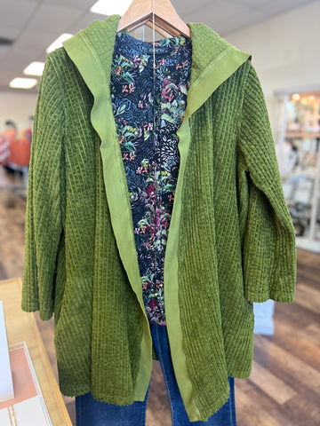 Color Me Cotton Hooded Open Jacket Vine