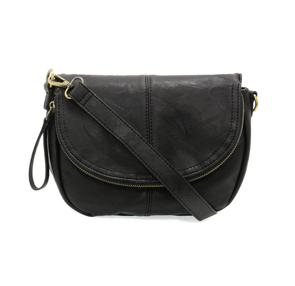 Joy Susan 
Helene Small Saddle Crossbody, Black