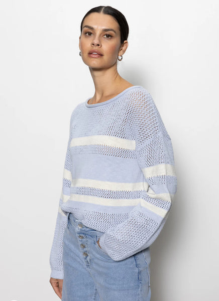 Sanctuary Sporty Stripe Open Knit Sweater