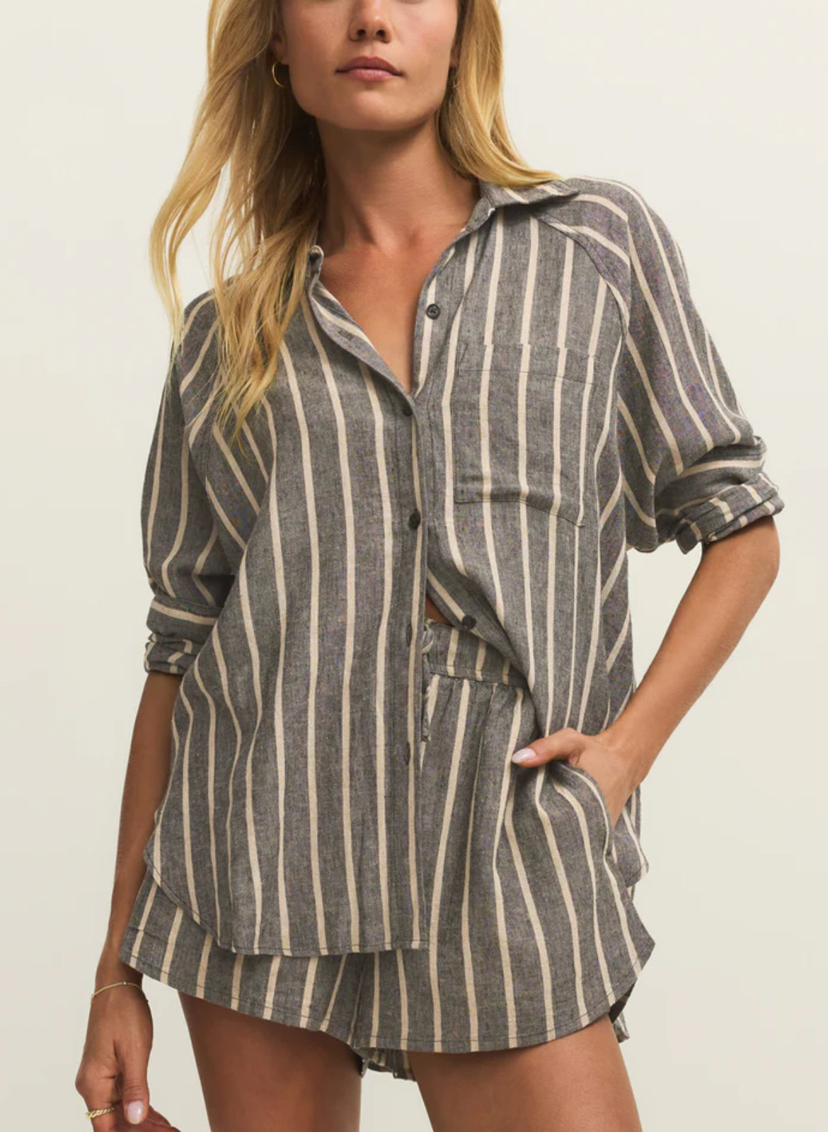 Z Supply The Perfect Linen Top, Black