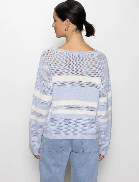 Sanctuary Sporty Stripe Open Knit Sweater