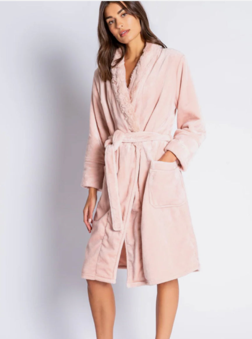 PJ Salvage Luxe Plush Robe, Ballet Pink