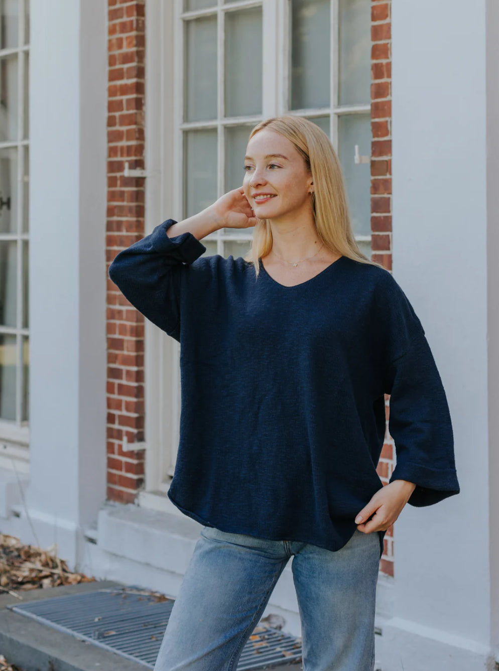 Avalin V Neck Slub Sweater