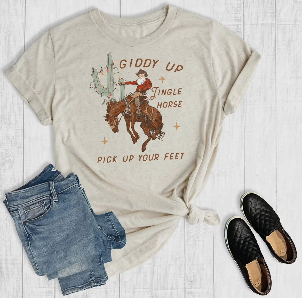 Western Christmas Giddy Up Jingle Horse Graphic Tee