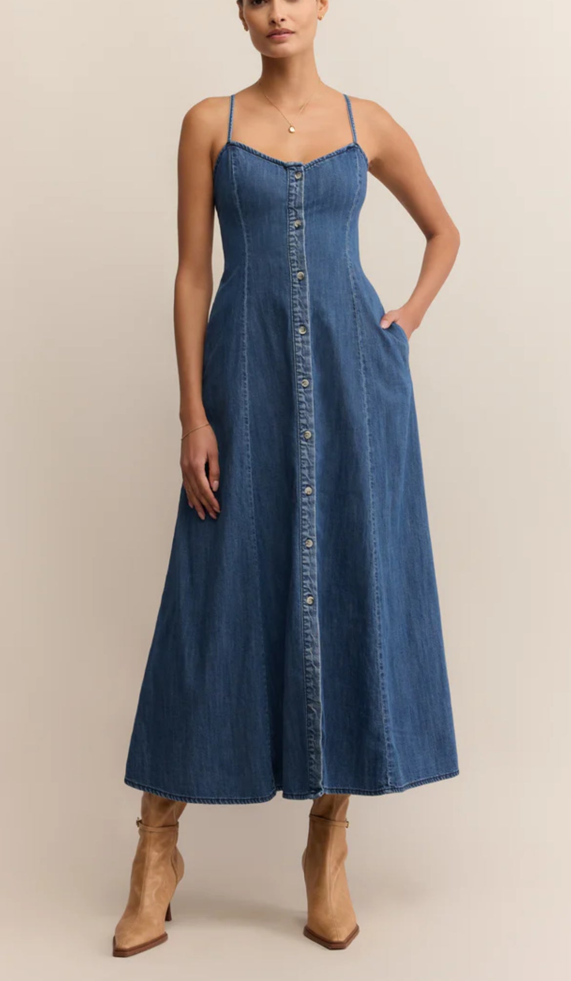 Z Supply Angel Eyes Denim Midi Dress