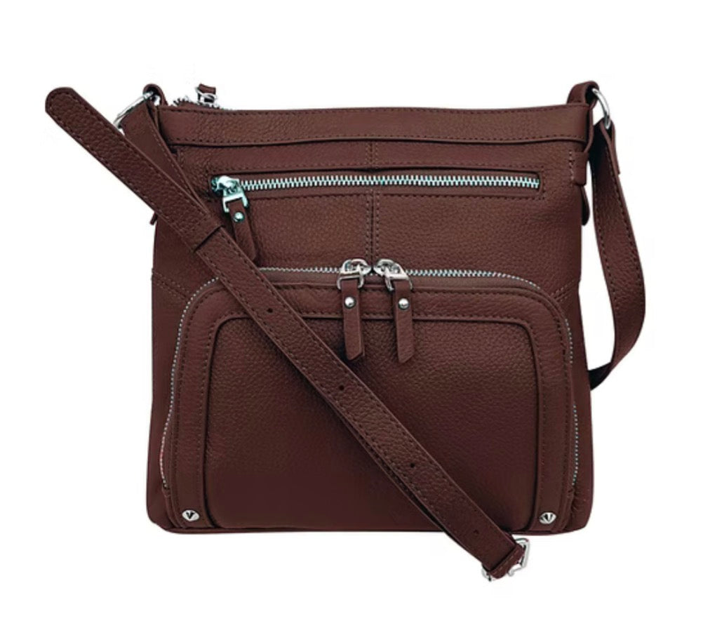 Roma Leathers Crossbody Shoulder Bag, Brown