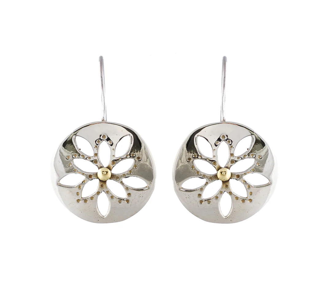 Ritual Sterling Silver Hook With A Silver Circle With Flower Pattern JP1911Y