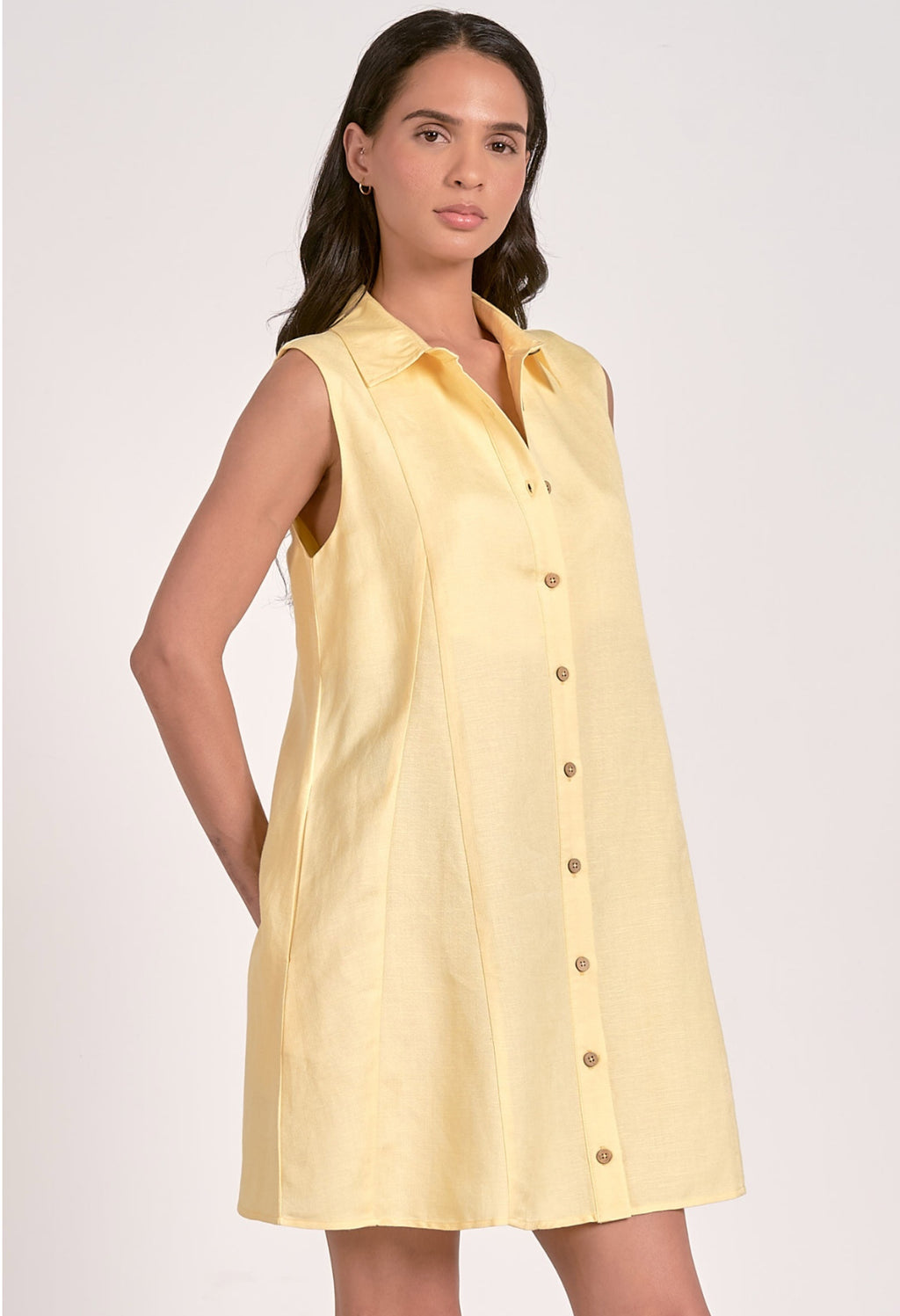 Elan Collared Sleeves Dress, Vanilla