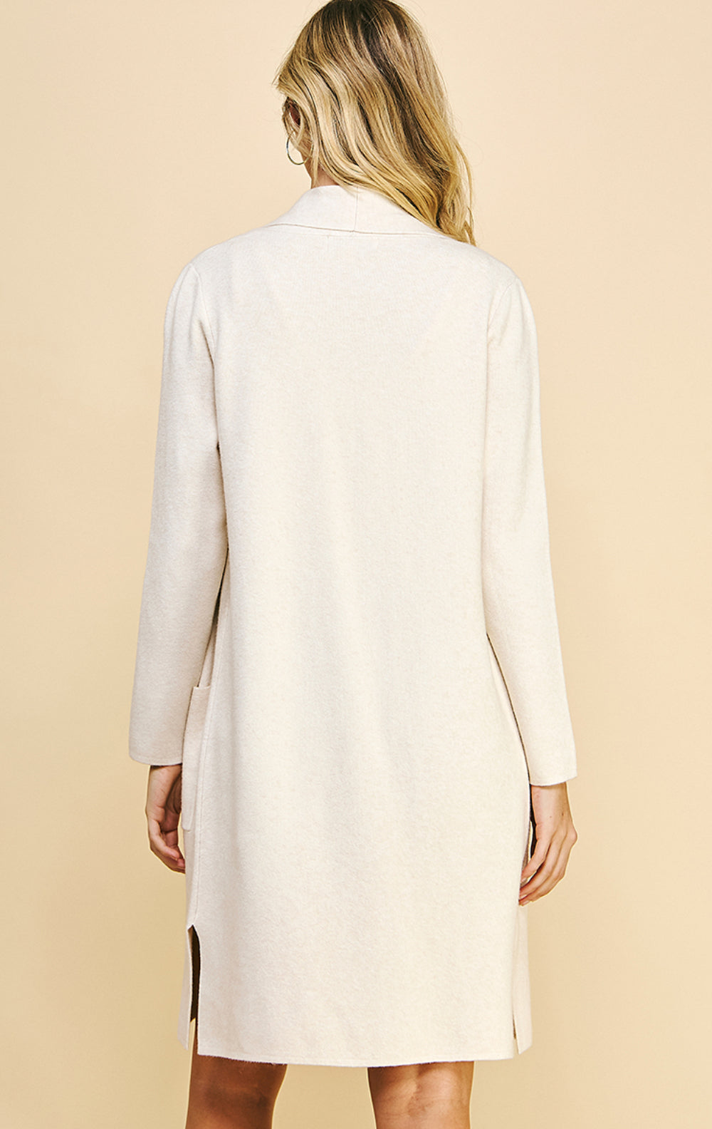 Pinch Open Knitted Cardigan, Cream