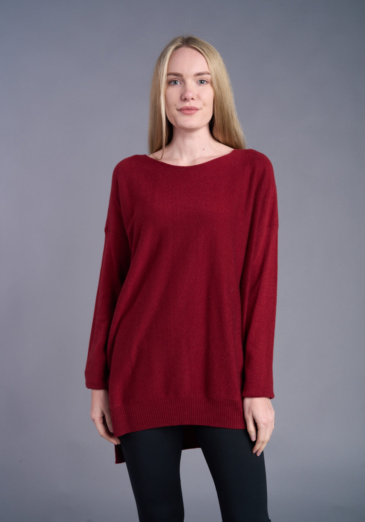 Shana Solid Dollman Sweater, Ruby
