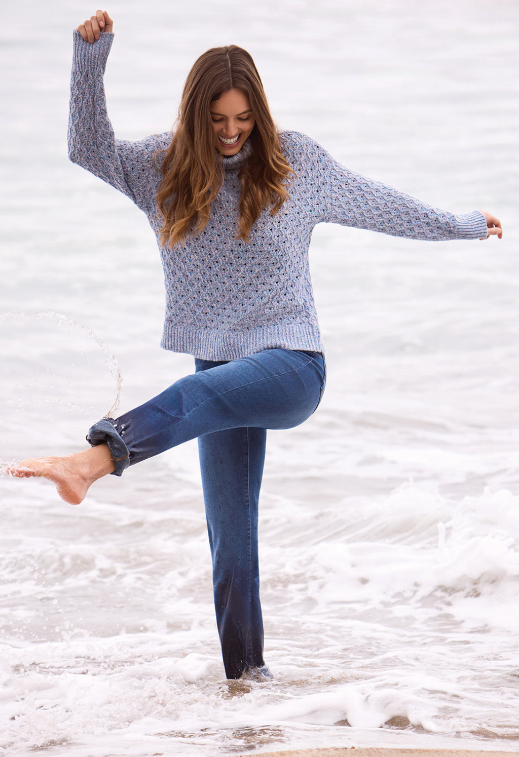 Tribal Audrey Boundless Stretch Denim Straight Leg Crop Jeans, Faded Blue