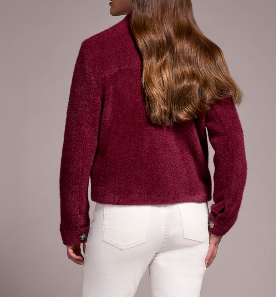 Tribal Button Front Lined Jacket, Wine