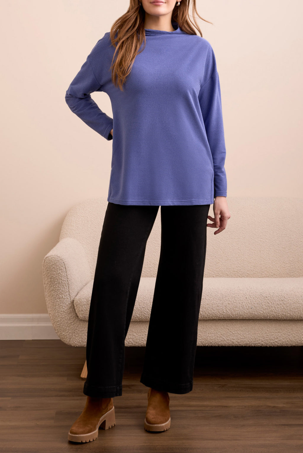 Tribal Funnel Neck Tunic W/Side Slits, H Dark