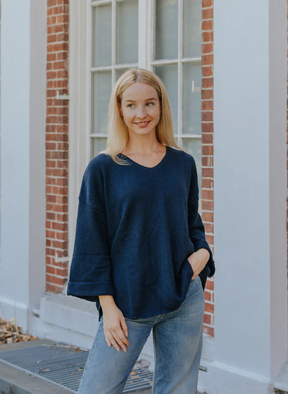 Avalin V Neck Slub Sweater