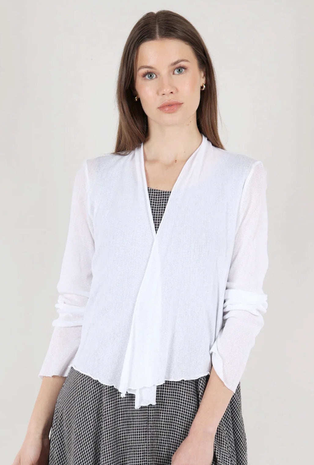 Cut Loose Cropped Cardigan Tulle, White