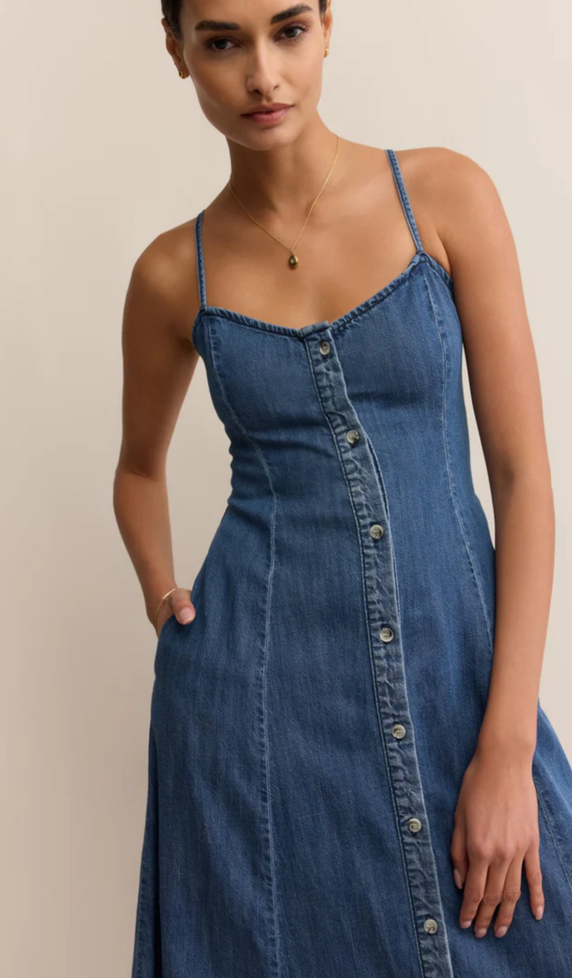 Z Supply Angel Eyes Denim Midi Dress