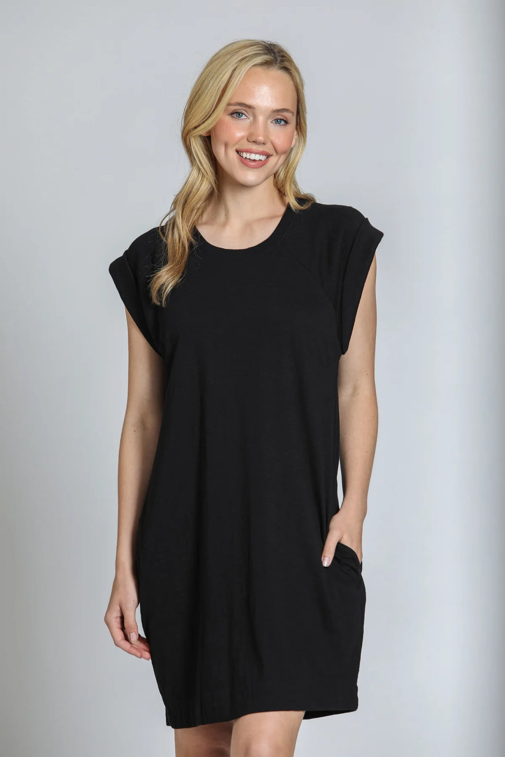 APNY Cap Sleeve Raglan Dress, Black