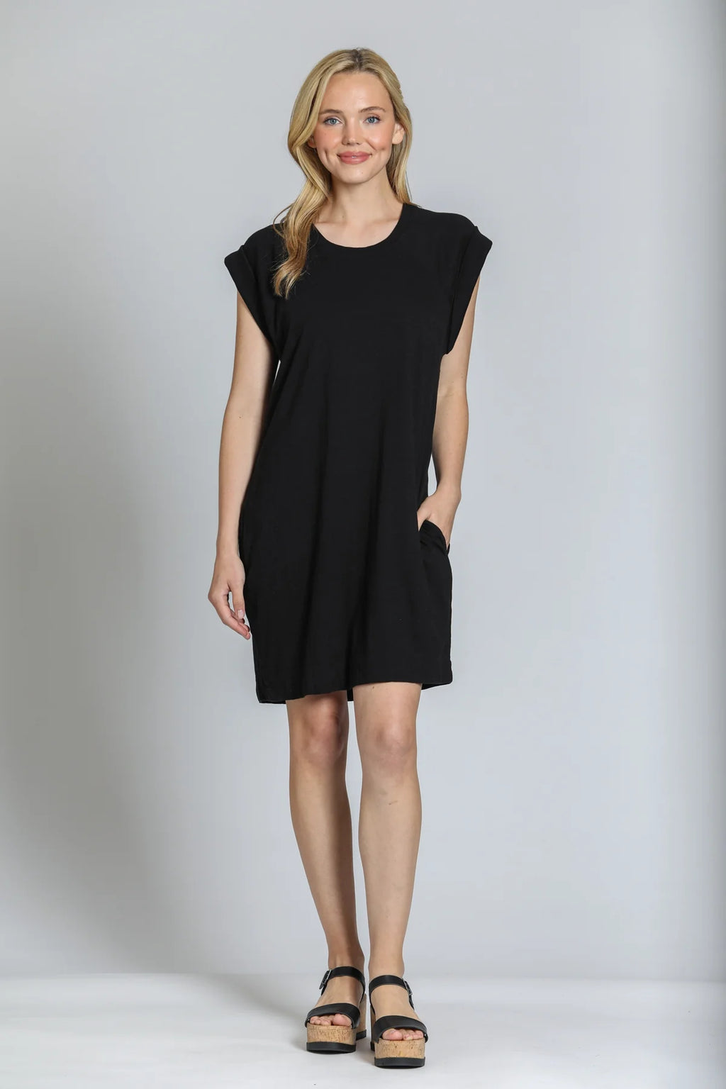 APNY Cap Sleeve Raglan Dress, Black