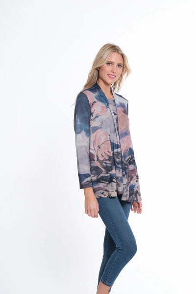 Multiples L/S Open Front Jacket & Tank Floral Multi