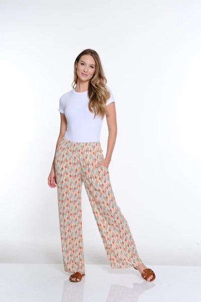 Multiples Elastic Shirred Waist P/O Wide Leg Pant