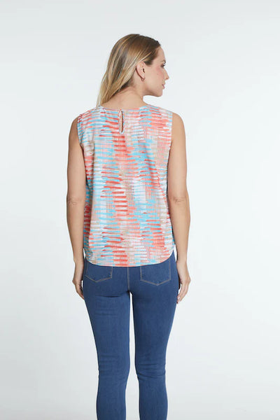 Multiples Tuck Front Neck Button Back Tank