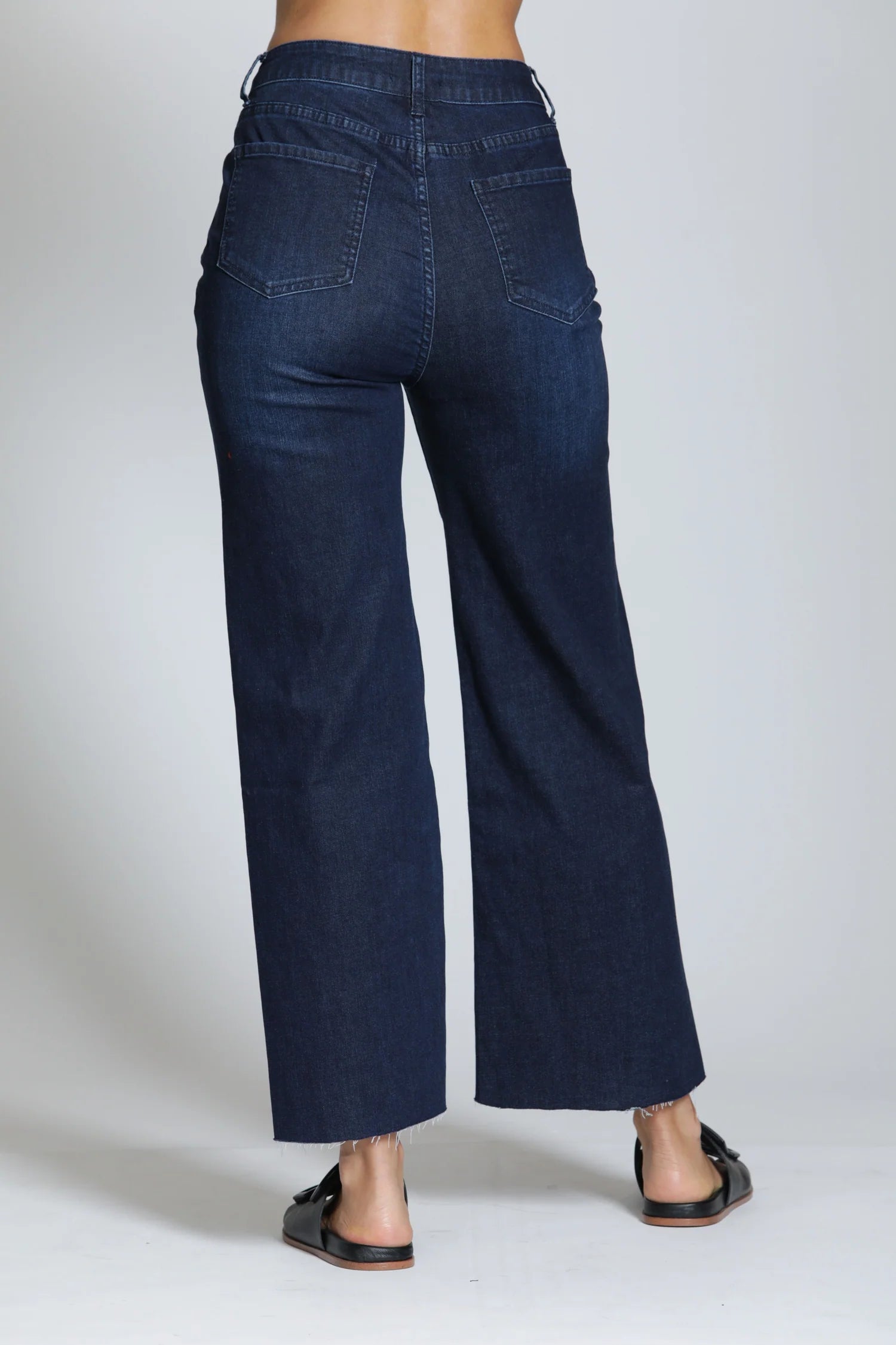 APNY Wide Leg Crop Raw Edge Hem - Dark Indigo