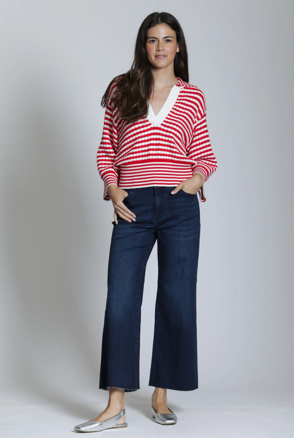 APNY Wide Leg Crop Raw Edge Hem - Dark Indigo