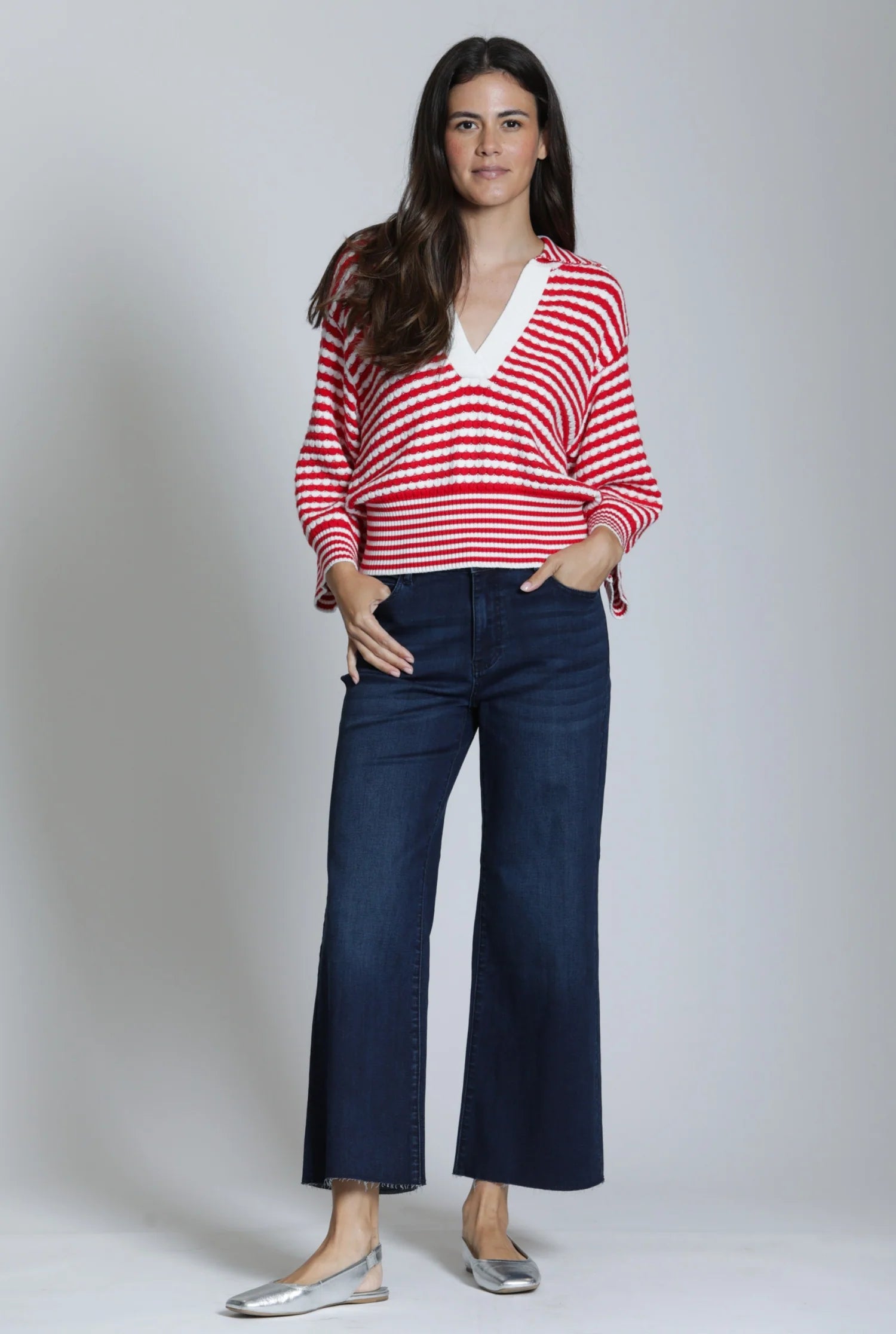 APNY Wide Leg Crop Raw Edge Hem - Dark Indigo