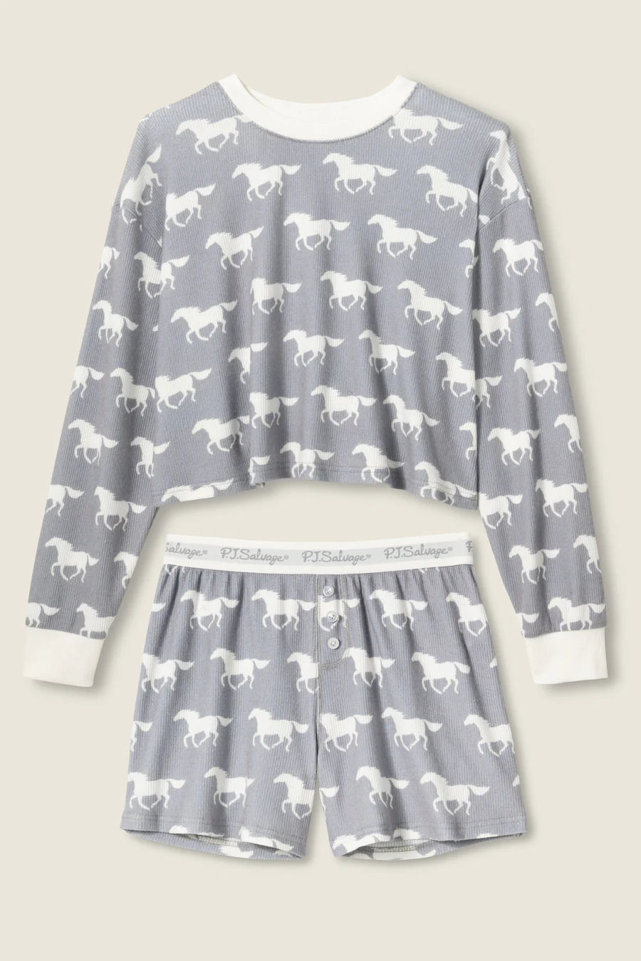 PJ Salvage Boyfriend Boxer Horse Print Shorts Set