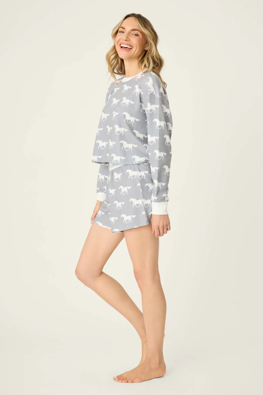 PJ Salvage Boyfriend Boxer Horse Print Shorts Set