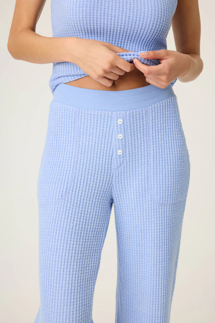 PJ Salvage Morning Waffles Solid Periwinkle Set