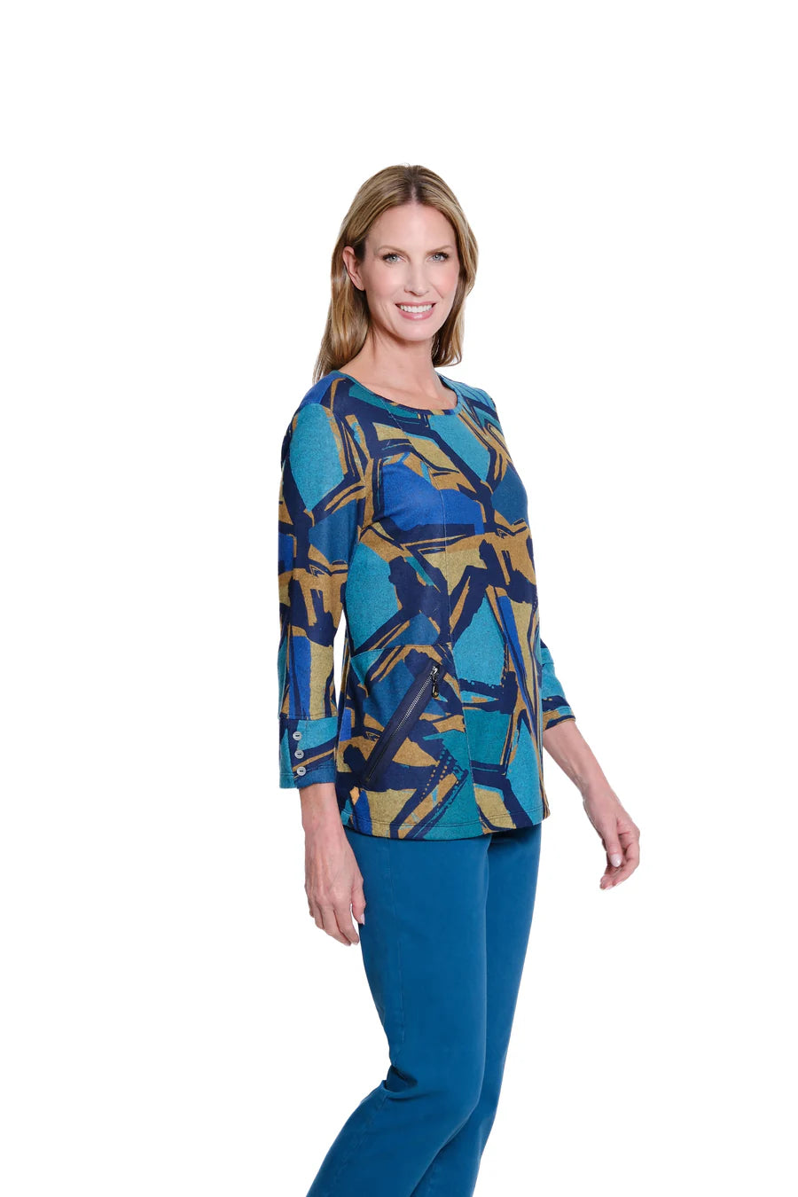 Multiples Zip Pocket Top, Abstract Multi