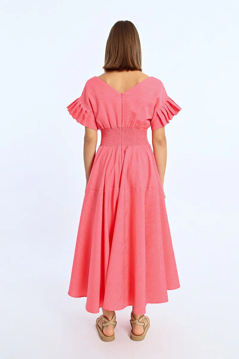 Molly Bracken Long Dress W/Multiples Ruffles, Pink