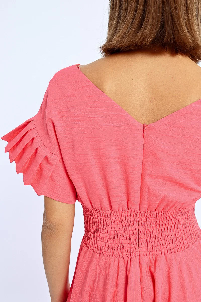 Molly Bracken Long Dress W/Multiples Ruffles, Pink