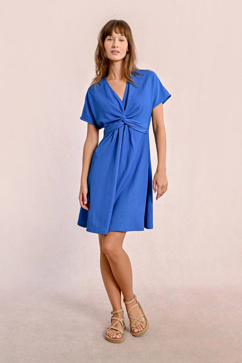 Molly Bracken Short Tie Front Dress, Blue