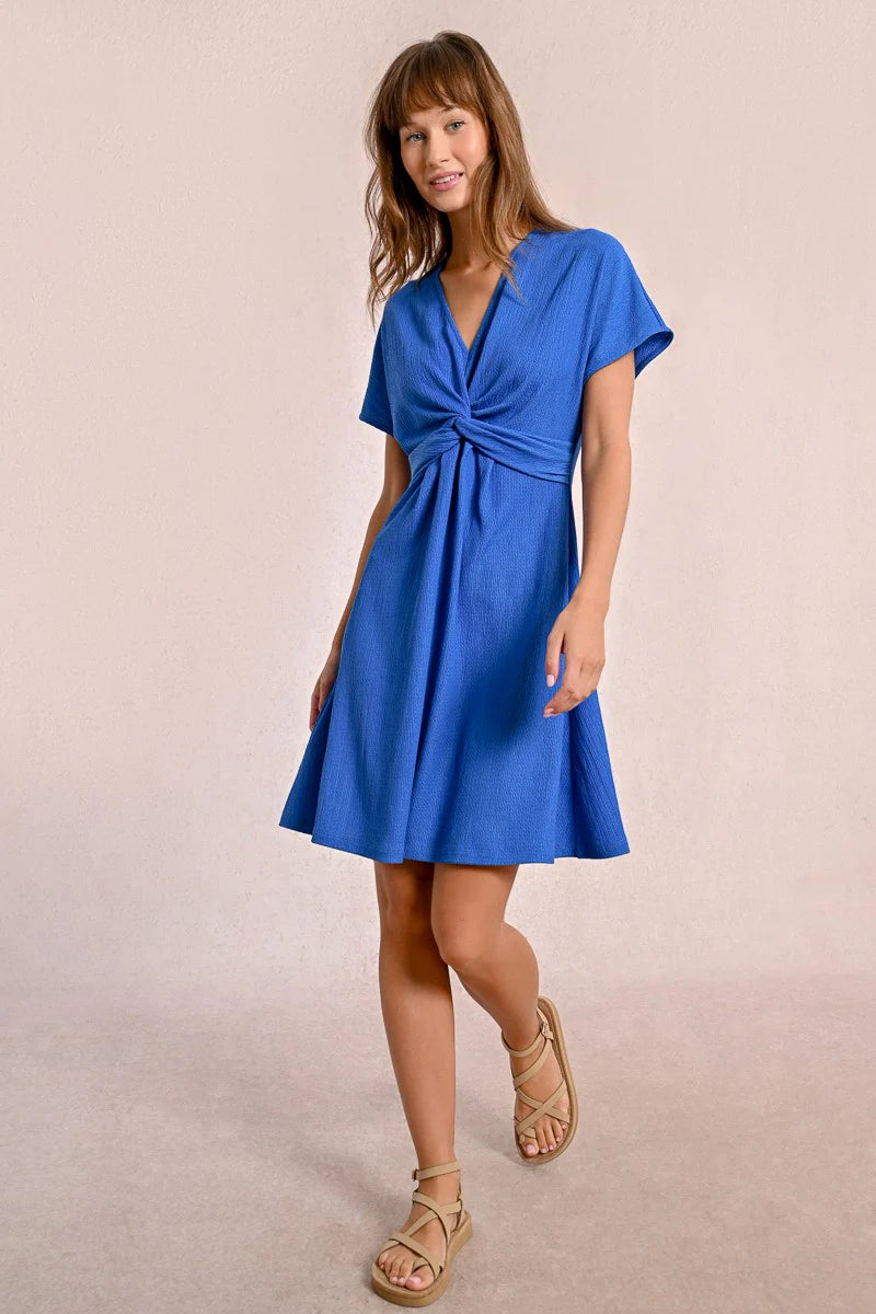 Molly Bracken Short Tie Front Dress, Blue