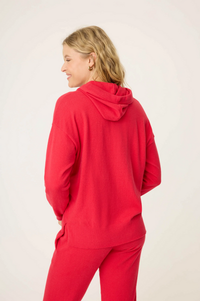 PJ Salvage Apres All Day Sweater Knit Hoodie, Red