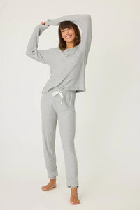 PJ Salvage Silver Sparkle Waffle Thermal Ski Jammie Set