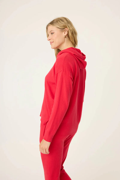 PJ Salvage Apres All Day Sweater Knit Hoodie, Red