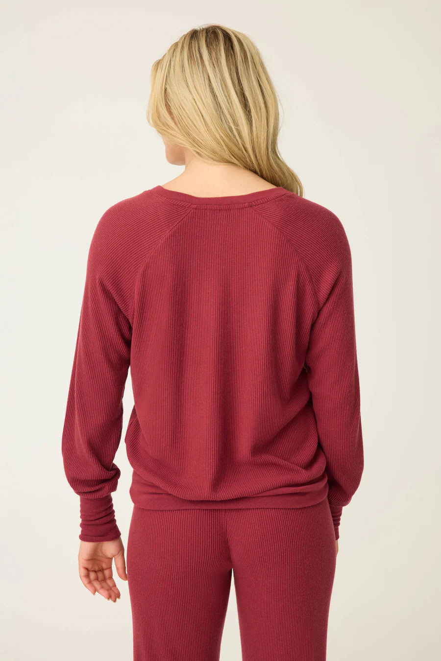 PJ Salvage Textured Essentials Long Sleeve Top, Port