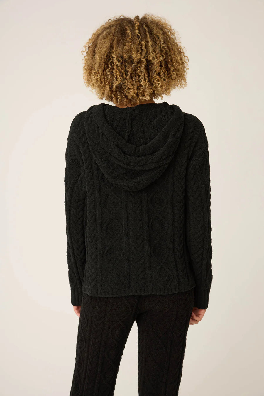 PJ Salvage Chenille Cable Knit Lounge Set, Black